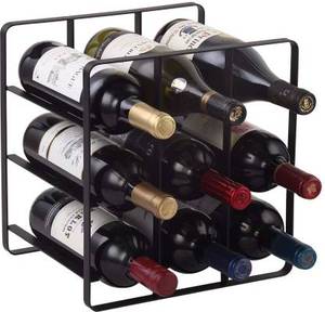 Custom Design Wine Metal <b>Rack</b> Black Wine Bottle Holder Display <b>Rack</b> Decor Counter Top Wine <b>Racks</b> for <b>Kitchen</b> Tabletop Decor - Product Image 1