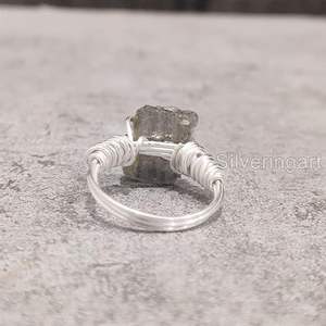 Anillo de Plata de Ley 925 con Labradorita Natural para Mujer, Anillo de Alambre, Regalo de Navidad o Cumpleaños, Joyería Hecha a Mano - Product Image 6