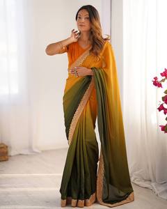 New Collection Women's Ethnic Polyester Saree for Weddings and Parties <b>Indian</b> & <b>Pakistani</b> <b>Clothing</b> - Product Image 2