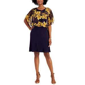 Abito Tubino da Donna Connected Popover in Chiffon Giallo con Stampa Floreale Taglia 10 Petite Vita Naturale - Product Image 1