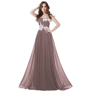 Robe de soirée de demoiselle d'honneur en mousseline de soie, sans manches, rose, robe de Cocktail d'invité de mariage