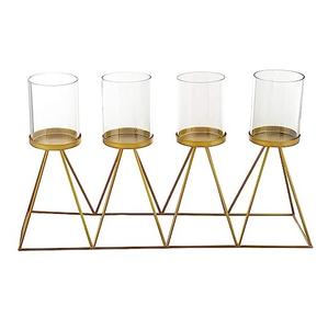 Gold Metal Glass Candle Holder Modern Metal Geometric Glass Candle Holder <b>Decorative</b> Home <b>Decorative</b> <b>Table</b> Top - Product Image 2