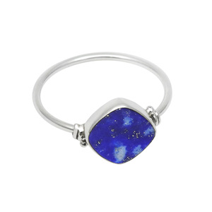 Natural Lapis Lazuli Gemstone Cushion Shape <b>Ring</b> for Woman <b>Girls</b> Handmade Jewelry 925 Sterling Silver <b>Rings</b> Wholesale Supplier - Product Image 1