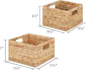 ตะกร้าเก็บของผักตบชวามีมือจับในตัวตะกร้าหวายตกแต่งด้วยมือราคาประหยัด - Product Image 6