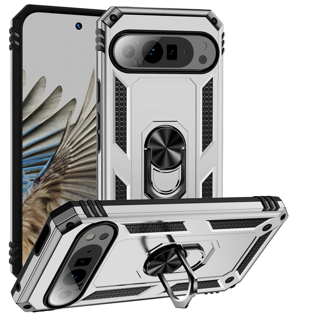 Wholesale Premium TPU+PC Zinc Alloy Armor Magnetic Ring Holder Shockproof Kickstand Rugged Lightweight Cell Phone Cases Google