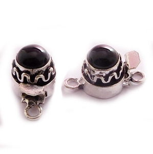 <b>Black</b> <b>Onyx</b> Gemstone 1Strand 2Strand 3Strand Box Antique Silver Plated 18K Gold Plated 24X15X10MM Jewelry Making Clasp B631 - Product Image 1