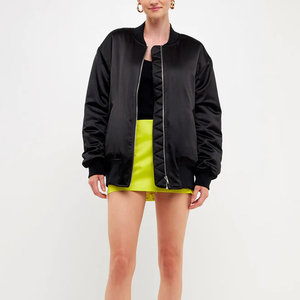 New Style Wholesale Custom Satin Bomber <b>Jacket</b> for Women Breathable Quick Dry Regular Fit Full Length Custom Colors & Logo - Product Image 5