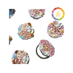 Espejo de pared Seashell personalizado con conchas naturales reales-Marco hecho a mano para decoraciones temáticas junto al mar - Product Image 1