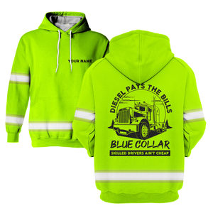 Men Truck Print Sublimation <b>Reflective</b> Tape Custom Beautiful Hi Vis <b>Top</b> Quality Safety Hoodie for Men - Product Image 2