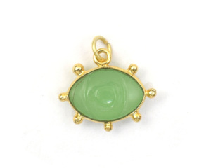 Pendentif en pierre naturelle sculptée 8x12 mm avec plaqué or 18 carats, design artisanal tendance et attrayant - Product Image 1