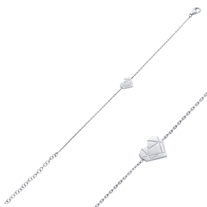 กำไลข้อมือเงินโอริกามิแบบเรียบลายหัวใจสร้อยข้อมือสุดมีเสน่ห์แบบ925สเตอร์ลิงทำด้วยมือเครื่องประดับชั้นดีไม่ซ้ำใคร - Product Image 2