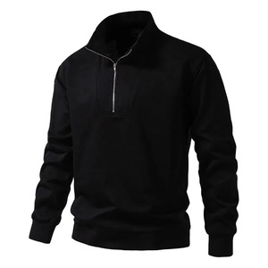 Men's Cotton Half Zipper Pullover Jacket Spring and Autumn Stand-Up Collar Loose Casual Design with OEM Service - Product Image 1