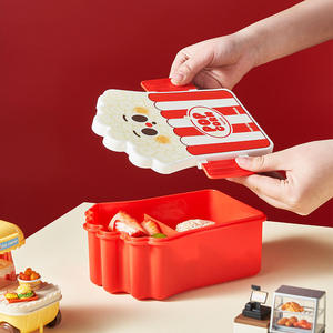 Boîte à lunch amusante en forme de pop-corn pour enfants, boîte bento japonaise durable avec couvercle en plastique sans BPA, compartiment unique, récipient alimentaire chauffable - Product Image 2