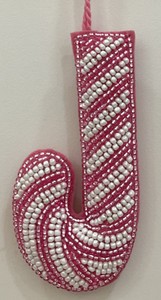 Adornos de bastón de caramelo colgantes de Navidad hechos a mano con cuentas multicolor a rayas decoración de vacaciones acebo acentos árbol de Navidad - Product Image 3