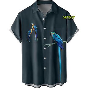 Custom Men's Short Sleeve Loose Floral <b>Hawaiian</b> <b>Shirt</b> Casual Beach <b>Shirt</b> with 3D Free Printed Pattern - Product Image 3