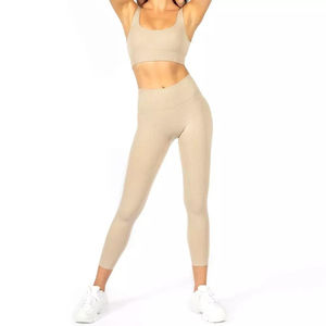 Ensemble de sport deux pièces pour femme, sans couture, avec leggings de compression et soutien-gorge de sport, logo frontal, design OEM, vente chaude - Product Image 3