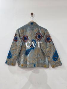 Manteau Bohème en Velours Brodé, Col Mandarin, Manches Longues, Motif Floral, Fait Main, Vêtement d'extérieur pour Femme Adulte, Automne - Product Image 3