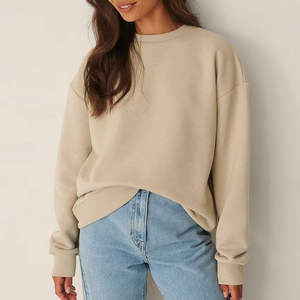 Qualité supérieure Femmes Sweats Goutte Épaule Pull Casual Streetwear Logo Personnalisé Impression Solide Sweats - Product Image 3