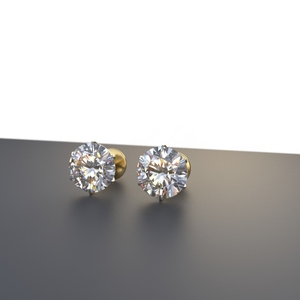 Avarta Jewellery Oro de 18K 2 quilates Cada uno Moissanite Solitaire Stud Pendientes - Product Image 1