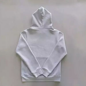 Pull à capuche en molleton éponge blanc avec logo en relief 3D pour hommes, avec poche kangourou, ourlet côtelé, les plus demandés pour les soldes d'hiver - Product Image 3