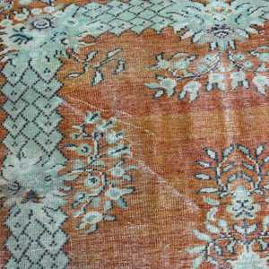 พรมตุรกีวินเทจ ขนาด 5.9x9.7 ฟุต ลายดอกไม้สีส้ม - Product Image 4