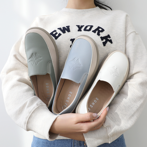 [JSHOE] Bestry – Chaussures décontractées à enfiler, confortables, en cuir de vachette et matériaux mixtes, idéales pour l'automne et le printemps, usage quotidien - Product Image 1