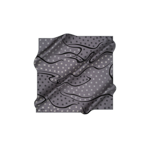 Vintage Grey Silk Crepe Satin Printed Leopard & Polka Dot Scarf - Product Image 1