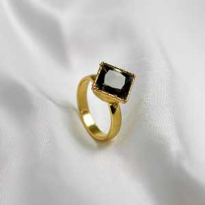 Bague statement en onyx noir, pierre précieuse noire, bagues de mariage pour femmes, fabrication artisanale, style minimaliste bohème, argent 925 - Product Image 3