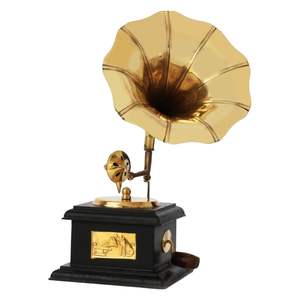 Premium Rajasthani Antique Vintage Sparkle Carré En Laiton Gramophone Showpiece fabricant Décor À La Maison Cadeau Article Maison - Product Image 3