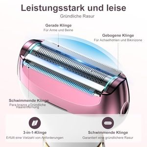 Depiladora Eléctrica 4 en 1 para Mujer, Pantalla Digital, Resistente al Agua IPX7, Depilación Facial y de Área Íntima, Depilación de Bikini, Carga USB para Coche - Product Image 6