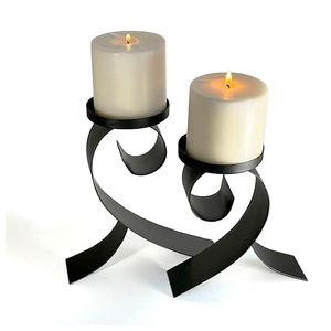 เชิงเทียนสำหรับตกแต่งงานแต่งงานที่ทันสมัยเชิงเทียนโลหะสีดำหรูหรา - Product Image 1