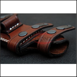 Vente en gros de fourreau de couteau en cuir véritable ISONZ, étui de ceinture tactique avec bouton de poche, accessoires de couteau de survie - Product Image 6