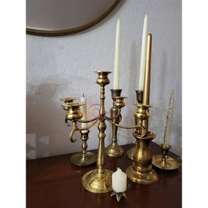 Fantástico diseño latón clásico decoración del hogar candelabros excelente calidad 5 brazos oro pulido vela tarro relámpago decorativo - Product Image 4