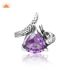 Antique Look 925 Sterling Silver <b>Ring</b> Natural <b>Amethyst</b> Gemstone <b>Ring</b> Jewelry Collection for Women Gift for Her - Product Image 3