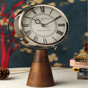 Bạc & gỗ cao cấp chất lượng bàn Đồng hồ trang trí bảng đồng hồ cao cấp chất lượng thiết kế cổ điển - Product Image 1