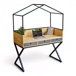 House-Shape <b>Folding</b> Wooden <b>Desk</b> with Storage for Home Office Hotel Workshop-120x60cm - Product Image 1