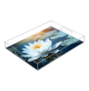 Bandeja acrílica para servir Esmalte de fresa Diseño impreso Mango de corte transparente Precio al por mayor - Product Image 3