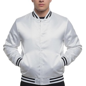 OEM Custom Made High Quality Men's Baseball Letterman Varsity Jacket Custom Embroidery Satin Sleeves Windbreaker Jacket - Product Image 3