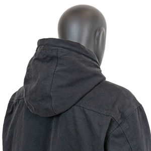 Veste à capuche zippée surdimensionnée en toile de 14 oz de haute qualité pour homme, lavage à l'acide, vintage, usée, coupée - Product Image 4