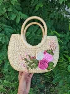 ถุงผักตบชวาตกแต่งอย่างยั่งยืนทนทานมีสไตล์งานฝีมือเครื่องจักสานคุณภาพสูง - Product Image 6