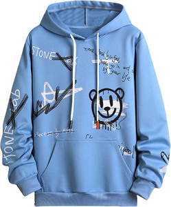 Sweat-shirt à capuche pour homme, color-block, manches raglan, coupe oversize, en polaire, décontracté, pull d'automne, design patchwork - Product Image 6