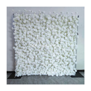 DKB ดอกไม้ประดิษฐ์ขายร้อนสีขาว Rose 5d งานแต่งงาน Babyshower ดอกไม้ผนัง 8x8ft สําหรับงานแต่งงานตกแต่ง - Product Image 1