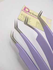 Pince à cils en acier durable enduit de violet de qualité professionnelle outil de beauté semi-incurvé à 45 degrés - Product Image 3