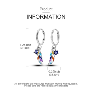 Local US Stock 925 Argent Logo Fine Hoop Boucles D'oreilles avec Bohème Coloré Plume Conception Tiktok Vente Chaude Fine Jewelry - Product Image 2