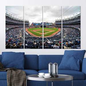 Art mural sur toile Yankee Stadium : impression sur toile sur le thème du baseball, cadeau de New York, toile enveloppée 4P - Product Image 1