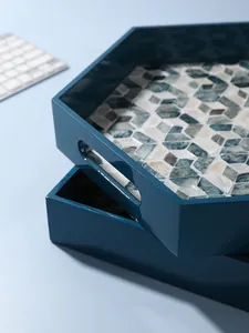 Vente chaude Nacre Incrustation Bakhoor Brûleur Laque Ramadan Plateau De Service Chargeur Plaques OEM Variété de Modèles Déco Personnalisée - Product Image 4