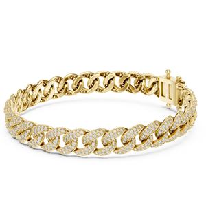VDS Luxury Trendy Brilliant Cut Diamond Cuban Link Bracelet 14Kt Yellow <b>Solid</b> <b>Gold</b> Pave Set Natural Diamonds Parties IGI Unisex - Product Image 3