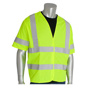 Alta visibilidad personalizada al por mayor 100% poliéster con bolsillo y cremallera reflectante seguridad - Product Image 5