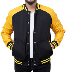 Vestes d'hiver pour hommes 2026 en gros, personnalisées, en laine chenille, style universitaire, avec logo, coupe oversize, type Letterman, bomber, en cuir, grandes tailles - Product Image 4