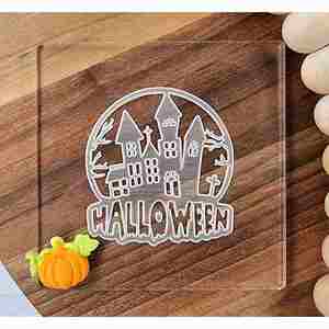 Halloween Castle Fondant Embosser Stamp for Cookie & <b>Cake</b> <b>Decorating</b> <b>Supplies</b> Halloween Theme - Product Image 1